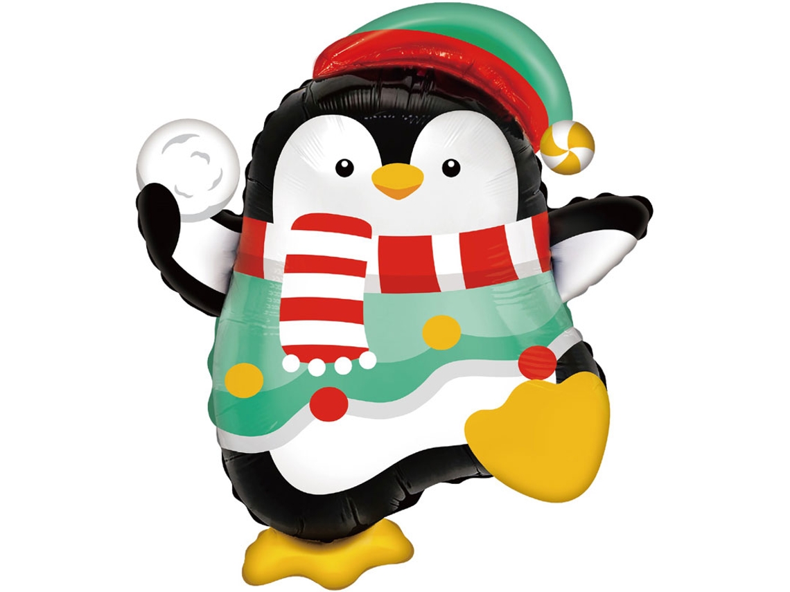 Balo Metalizado Em Formato De Pinguim, 60x65 Cm