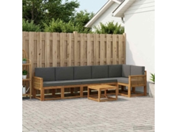 Vidaxl Conjunto De Sofás Para Exterior 7 Pcs Natural E Antracite