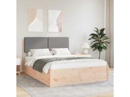 Vidaxl Estrutura de Cama com Cabeceira Estofada Cinzento claro