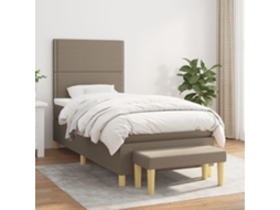 Cama Com Molas/colchão 100x200 Cm Tecido Cinza-acastanhado