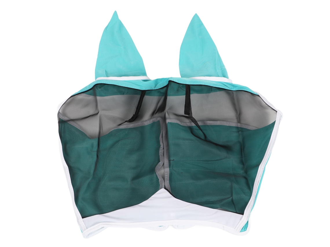 Máscara Anti-insetos Para Cavalo Com Orelhas Detachável Mesh Uv Proteção Elástica Azul Verde L