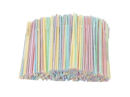2026 200 Pajitas Descartáveis de Plástico de 20,32 Cm com Listras, 4 Cores, Flexíveis, para Festas e Restaurantes 200 Peças