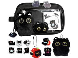 Cute Black Cat Stationery Set, Large Capacity Peil Case, Pen Organizer
