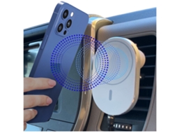 Carregador Montagem Carro Magsafe Qi Sem Car Ventilador para iPhone 15/12 YIZHOOD Magnética Branco