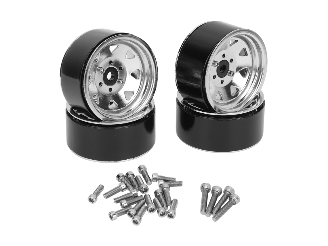 Mali conjunto de Aros de Roda Rc 1.9in 4pcs 8 Raios Apoio Forte para Axial Scx10 Scx10 Ii Scx10 Iii Prata