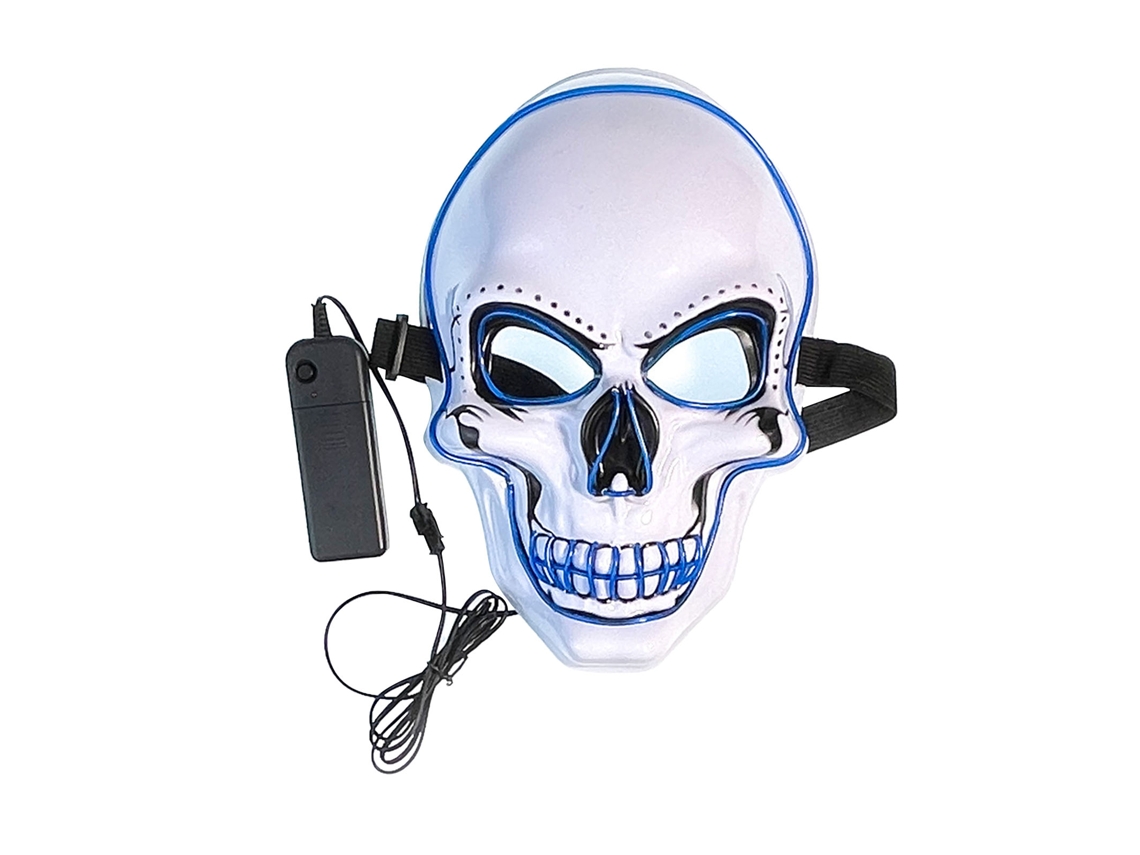 Máscara Led Caveira Com 3 Modos De Luz Para Halloween E Cosplay Azul