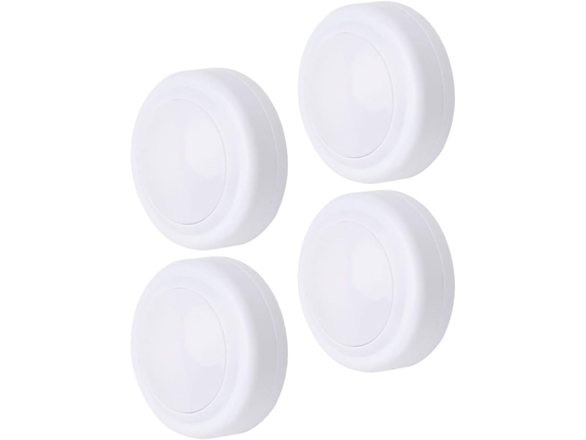 Luminária Noturna Led Sem Fio Com Toque, Branca, Abs-pc, Pacote 4,