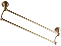 Toalheiro Duplo de 55 Cm em Latão com Acabamento em Bronze Antigo, Suporte de Parede Robusto para SFUSHOS