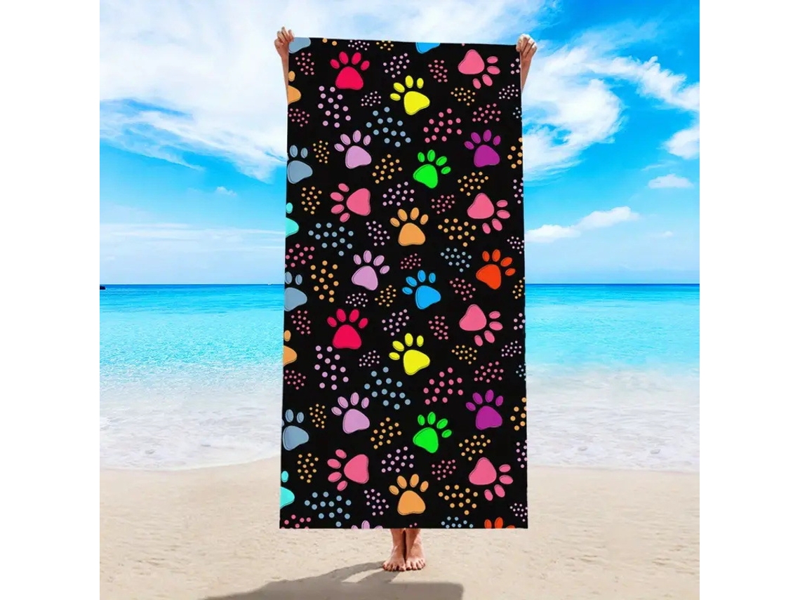 Toalhas De Praia Estampa Em Microfibra Absorvente Para Campismo, Piscina E Viagens.180*90cm Pata De Cão Hexinyigjly