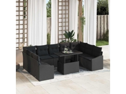 Vidaxl Conjunto De Sofás 10 Unid. Preto Vime Pe