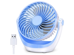 Ventilador De Mesa Pequeno Ventilador De Mesa Com Forte Fluxo De Ar Portátil Ultra Silencioso Cabeça Ajustável 360° Yizhood (azul)