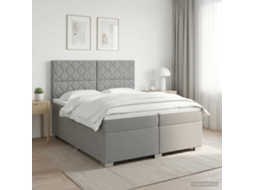 Vidaxl Cama Box Spring Com Colchão Cinzento-claro 200 X 200 Cm Tecido