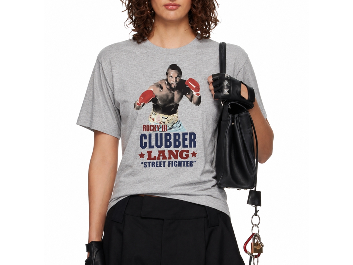 Rockinstone Rocky Movie Street Fighter Heather Gray Adult T-shirt Size:s