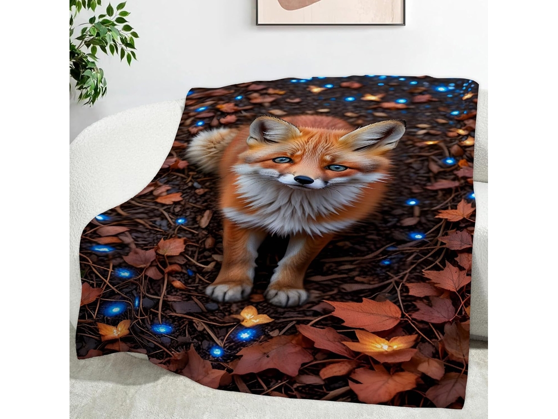 Manta Red Fox com Estampa de Folha Bordo 180x200 Cm Multifuncional Macia e Aconchegante em Flanela Ideal para