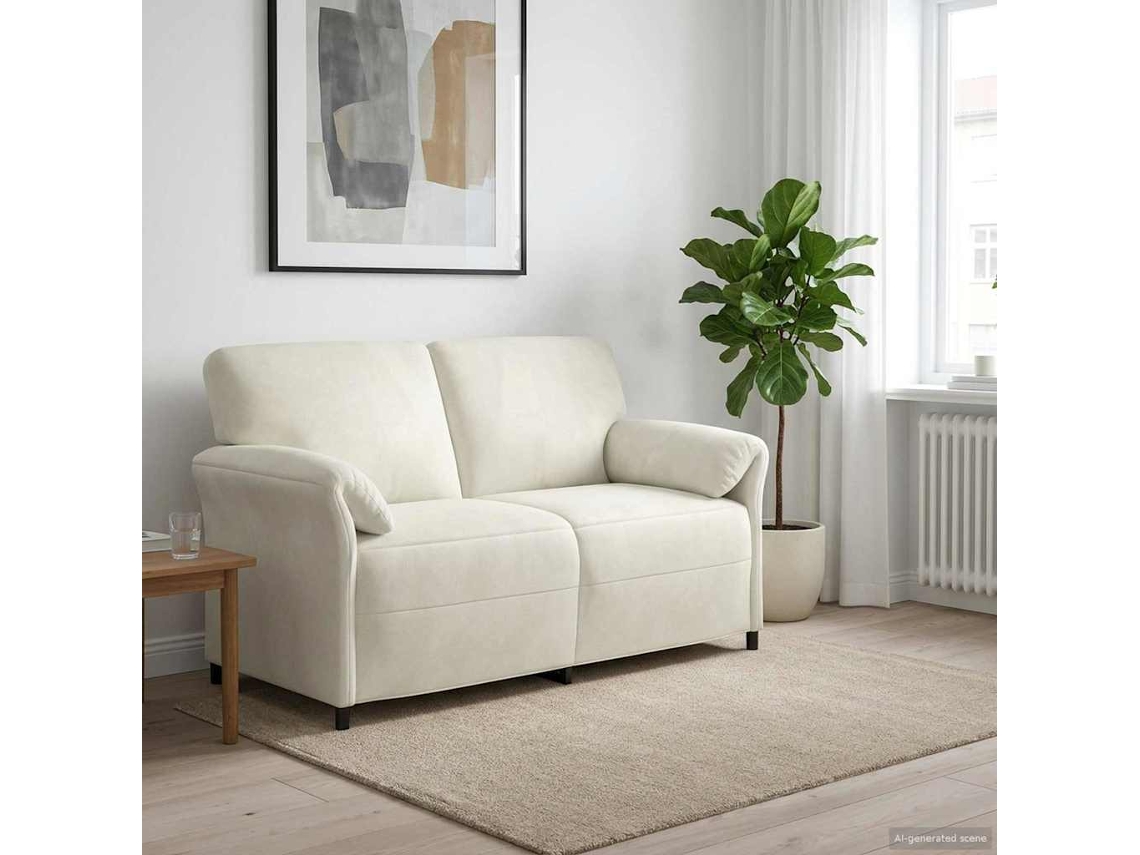 Vidaxl Sofá Para 2 Pessoas Creme 158 X 83 X 95 Cm Veludo