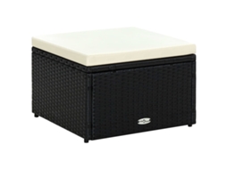 Vidaxl Banco Apoio De Pés/otamano Em Vime 53x53x30 Cm Preto