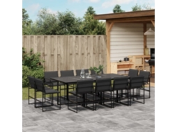 Vidaxl 13 Pcs Conj. De Jantar P/ Jardim C/ Almofadões Textilene Preto