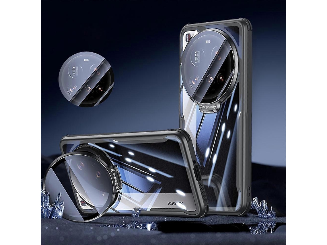 Capa De Tpu Transparente Para Xiaomi 15 Ultra Com Lente De Vidro E Suporte