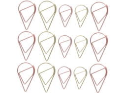 Clips de Papel Metálicos Solustre, Multiuso, Formato de Gota, Conjunto com 100 Unidades, Design Adorável para Decoração