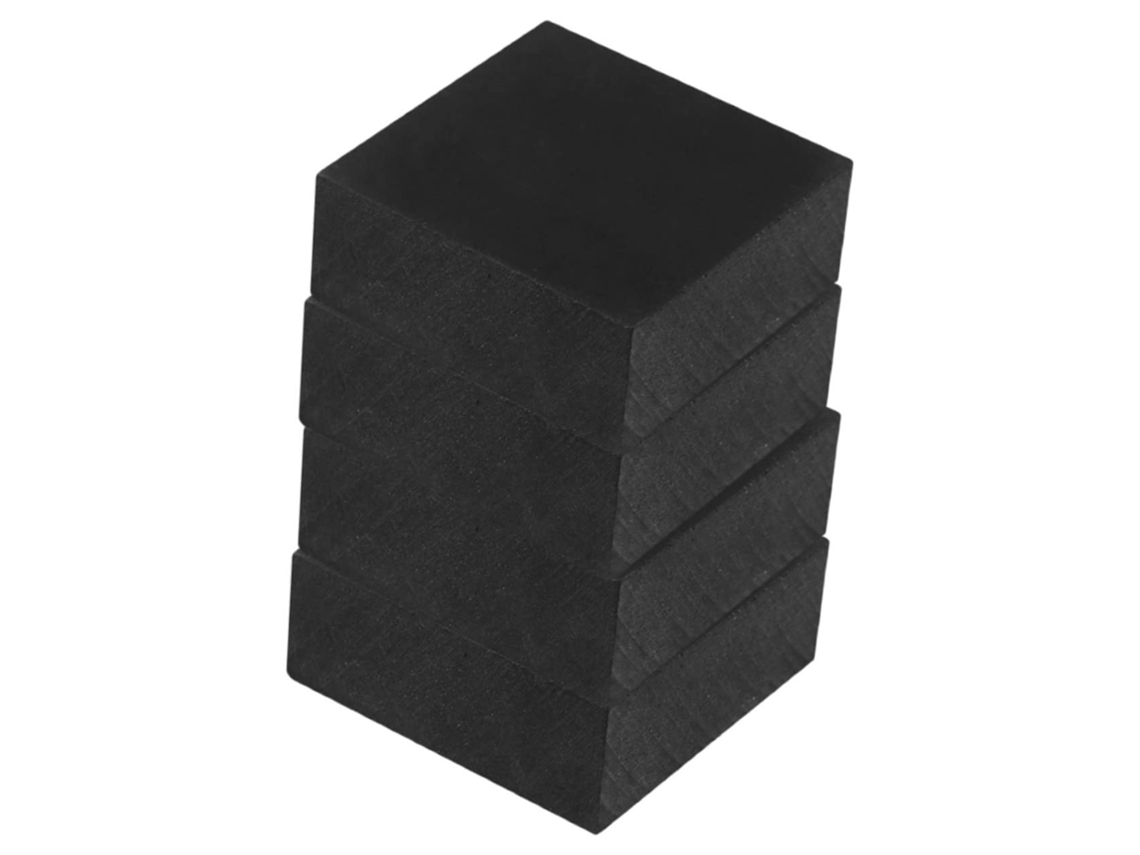 Conjunto De 4 Almofadas Quadradas Borracha Preta Para Amortecimento Vibrações, Isolamento Acústico E Resistência À