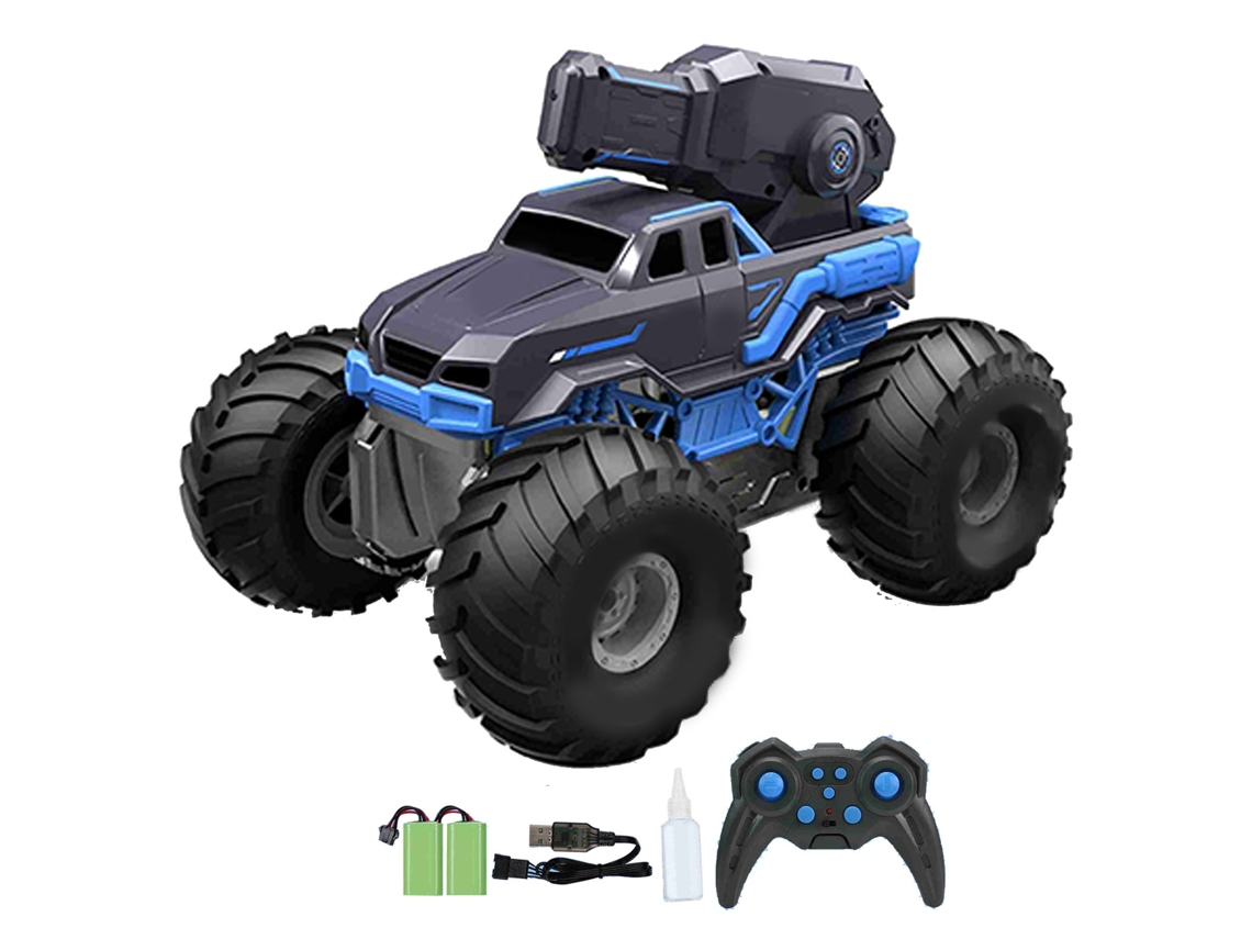 Walshlxq coche Rc Anfíbio Barco com Pulverizador de Água 1:16 Tração 4 Rodas com 2 Baterias para Crianças 6+ Azul