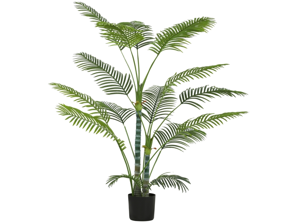 Palmeira Artificial Verde Com 16 Folhas De Plástico Resistente Aos Raios Uv, Ideal Para Decoração Interna E Externa.