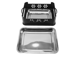 Estufa de Álcool Carvão Peixe Inox Retangular 2.2 4.4lb Preta
