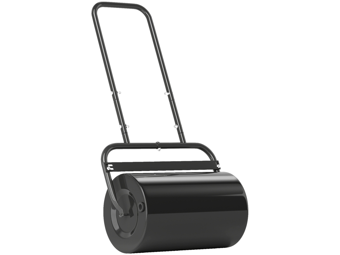 Rolo Para Grama Largura 58cm Ø32cm Rolo Para Gramado 38l Preenchível De Areia Ou Água Com Guidão Em U Para Jardim Preto