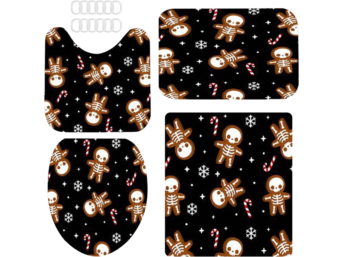 Conjunto De Cortina De Chuveiro De Halloween | Cortinas De Chuveiro Fantasma Com Tapete, Tapete Para Gokoco