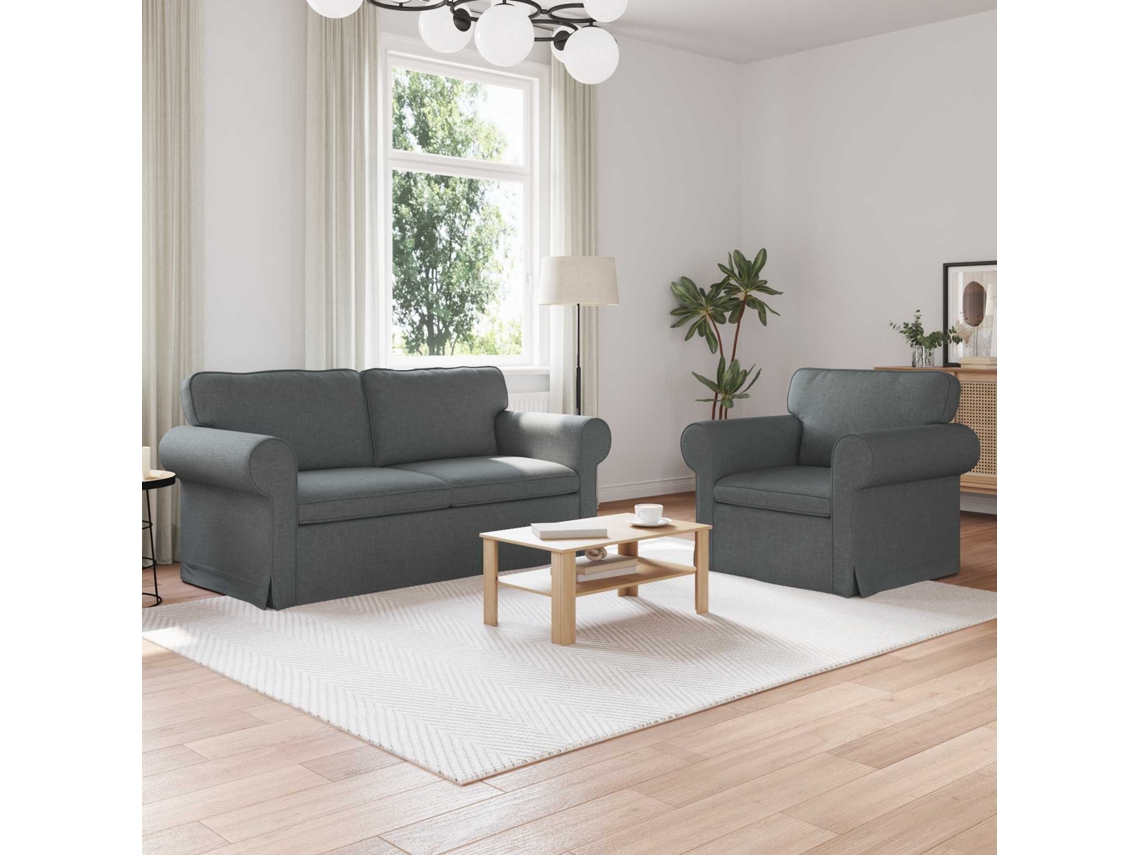 Vidaxl Conjunto De Sofás 2 Unid. Cinza Escuro Tecido