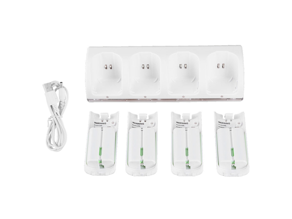 KOFIHETY Estação De Carregamento 4 Em 1 Para Wii/wii U, Solução De Carregamento Multiporta Com Baterias Recarregáveis E Indicador De Luz Led Para Fácil Armazen