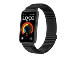 Bracelete Para Honor Band 10 / 9 - Nylon Trançado - Fecho De Velcro - Interface Metálica Preta