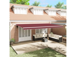 Vidaxl Toldo Retrátil Automático Com Luz Led 600x300 Cm Bordô