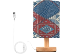 Abajur De Cabeceira Com Estampa Étnica Para Quarto, Portas De Carregegamento Usb C, Luminária De Mesa Cabeceira, Luminária
