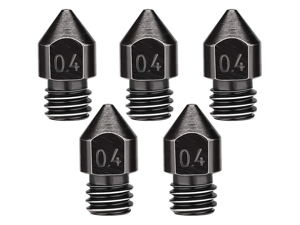 Yuru 5 Peças Bicos de Extrusora 0.4mm/1.75mm para Impressora 3d Mk8, Resistente a Altas Temperaturas com Caixa de Armazenamento