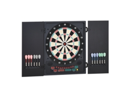 Alvo Eletrônico Digital Para Até 8 Jogadores Com 12 Dardos E 30 Pontas Com Portas De Tela De Led 27 Jogos Diferentes 51x6,5x57 Cm Preto
