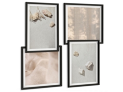 Composição De Quadros Boho Pedras Praia Decorações Espelharte (4 Peças)