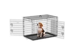 Gaiola Dobrável para Cães Gaiola Média para Cães com 2 Portas, Alça Removível da Bandeja e Estrutura de Aço em Arame 106x68x76 Cm Preta Ge