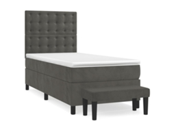 Cama com Molas/colchão 100x200 Cm Veludo Cinza escuro MAISON EXCLUSIVE