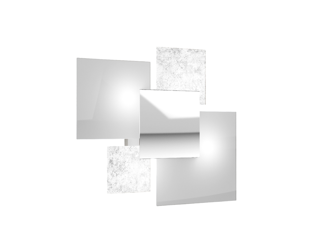 Candeeiro De Teto Moderno 1088/45-fa Vidro Branco E Folha De Prata 4xg9