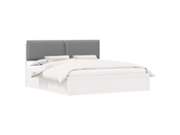 Estrutura de Cama com Cabeceira Estofada Cinzento Claro MAISON EXCLUSIVE