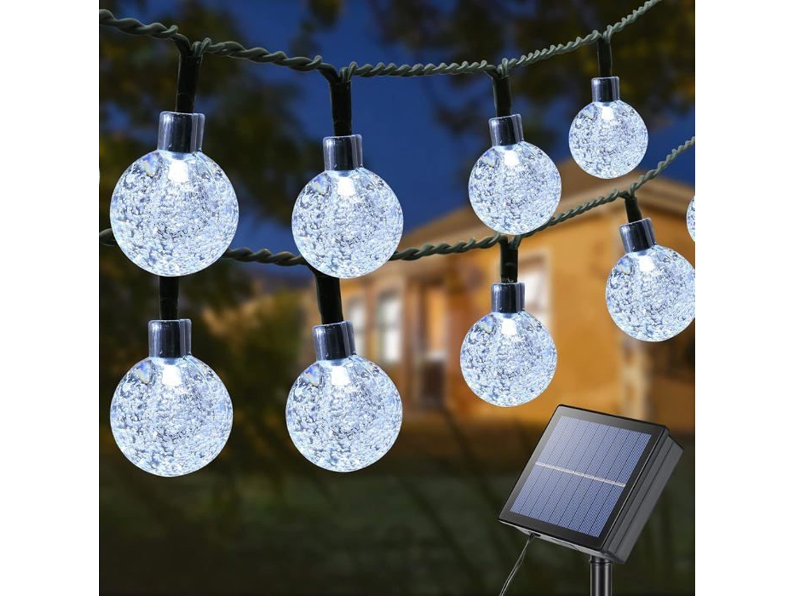 Cordão de luzes solares, 22 m, 200 leds, 8 modos, bolas de luz AQUAFORGE