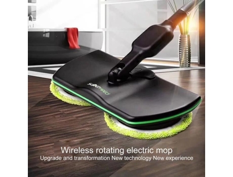 Leshp Mop elétrico recarregável 360 graus de rotação de microfibra limpeza