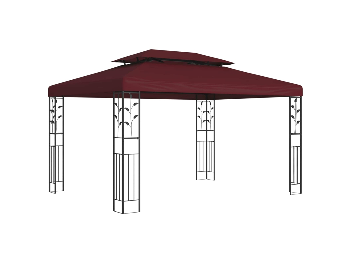 Vidaxl Gazebo 3,97 X 2,96 X 2,68 M Vinho Vermelho Poliéster E Aço