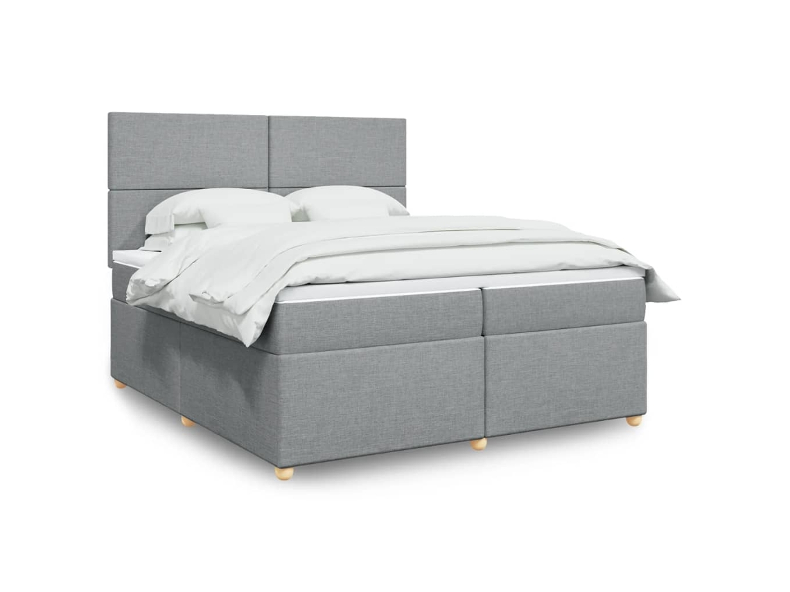 Vidaxl Cama Com Molas/colchão 200x200 Cm Tecido Cinza-claro
