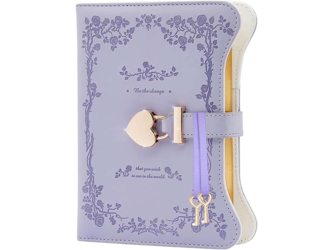 Caderno Genérico Com Cadeado B6 Em Couro Chave, 360 Páginas, Recarregável Para Mulheres E Meninas,