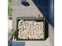 Vidaxl Suporte Para Lenha 100x40x80 Cm Aço Verde
