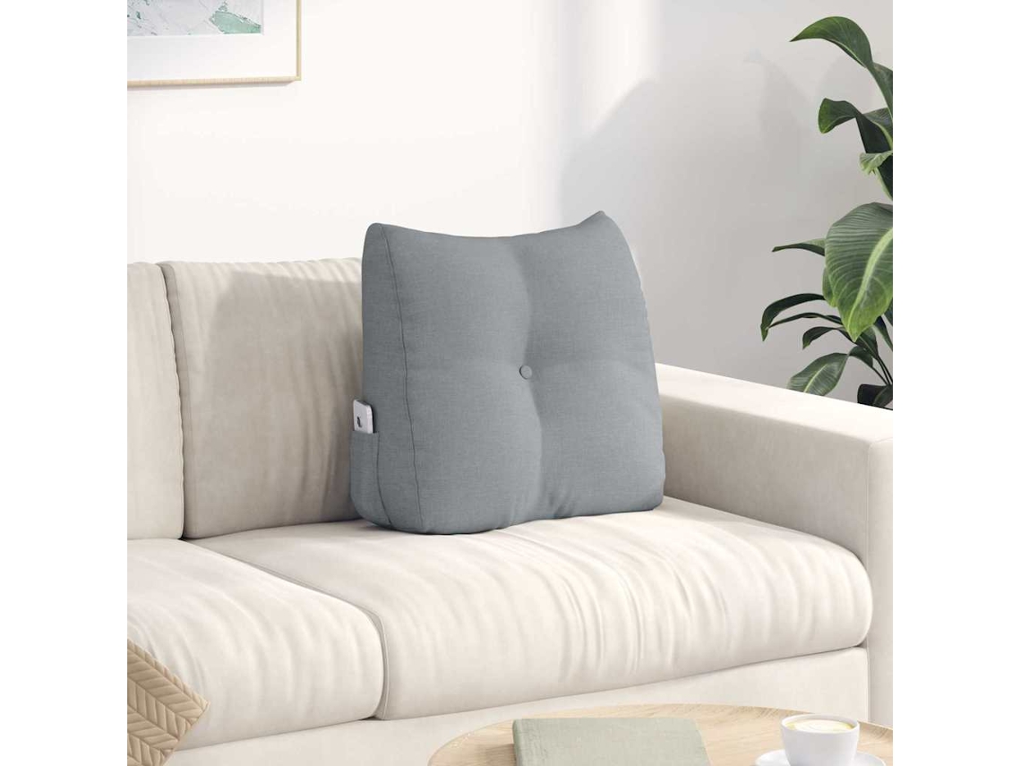 Vidaxl Travesseiro Para Costas Cinzento-claro 45 X 24 X 50 Cm Tecido