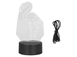 Luz Noturna 3d Pássaro 7 Cores Toque Usb Bateria Quarto