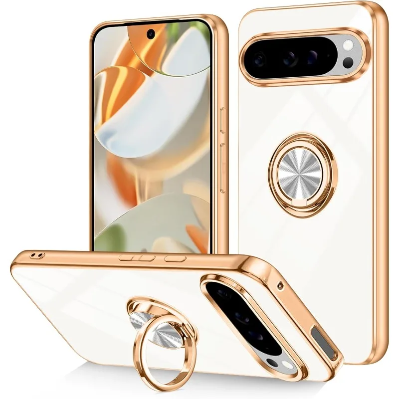 (branco, Google Pixel 9 Pro) Capa Ultrafina De Tpu Macio Para Celular Com Suporte Magnético Para Carro.